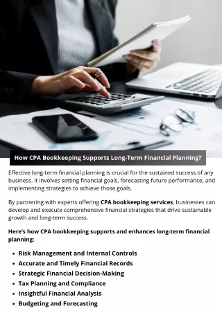 How CPA Bookkeeping Supports Long-Term Financial Planning?