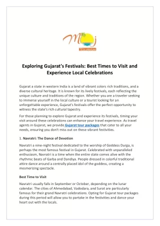 Exploring Gujarat's Festivals Best Times to Visit and Experience Local Celebrations