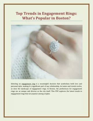 Top Trends in Engagement Rings: What’s Popular in Boston?