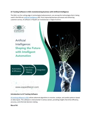 AI Tracking Software in KSA revolutionizing business with Artificial Intelligenc