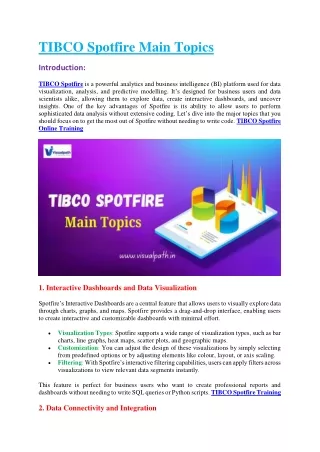 The Best TIBCO Spotfire Training Institutes in Hyderabad