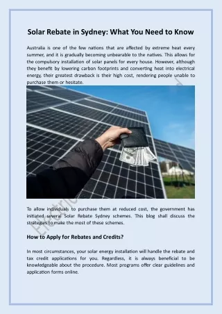 Solar Rebate in Sydney: What You Need to Know