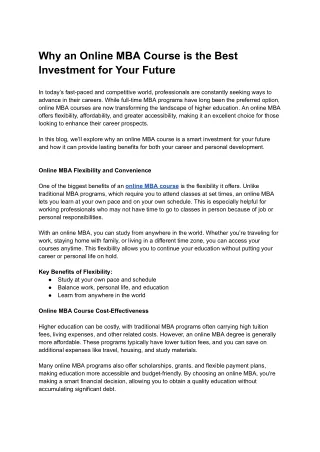 Online MBA Course