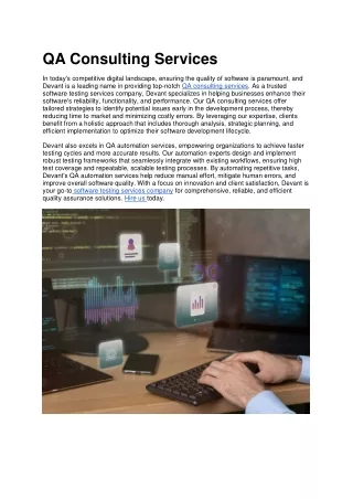 QA Consulting Services