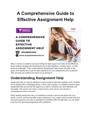 A Comprehensive Guide to Effective Assignment Help
