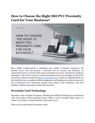 How to Choose the Right ISO PVC Proximity Card for Your Business_