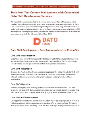 Transform Your Content Management with Customized Dato CMS Development Services