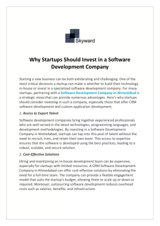 Why Startups Should Invest in a Software Development Company