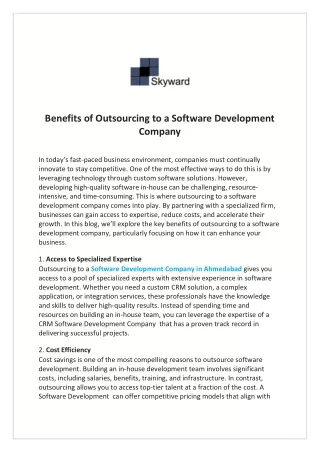 Benefits of Outsourcing to a Software Development Company