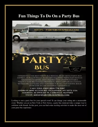 Fun Things To Do On a Party Bus