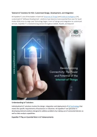Tailored IoT Solutions for KSA Customized Design, Development, and Integration
