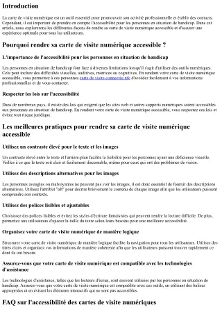 Comment rendre sa carte de visite numérique accessible aux personnes en situatio