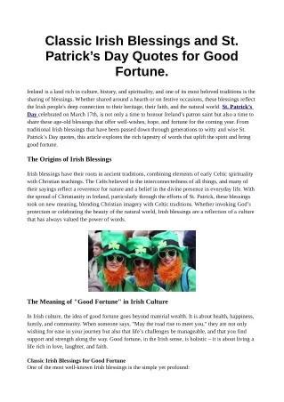 Classic Irish Blessings and St. Patrick’s Day Quotes for Good Fortune 2.
