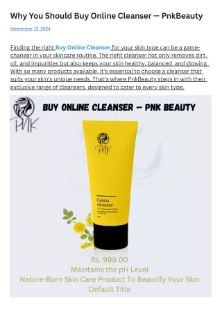 Why You Should Buy Online Cleanser — PnkBeauty