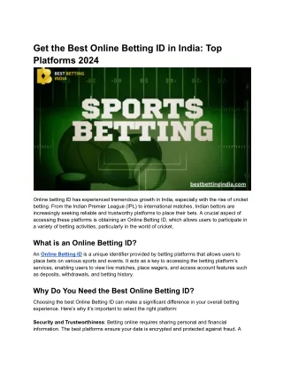 Get the Best Online Betting ID in India_ Top Platforms 2024