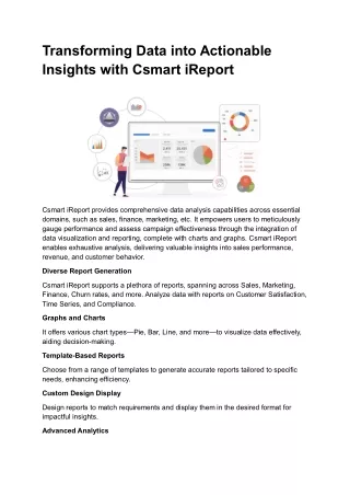 Transforming Data into Actionable Insights with Csmart iReport