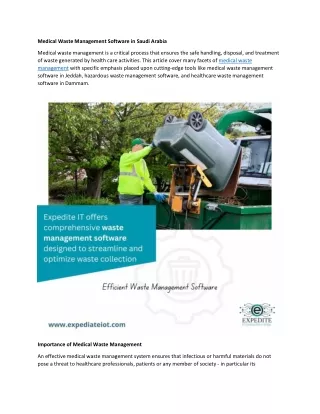 Medical Waste Management Software in KSA