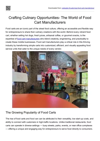 Crafting Culinary Opportunities- The World of Food Cart Manufacturers