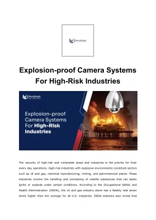 Explosion-proof Camera Systems For High-Risk Industries