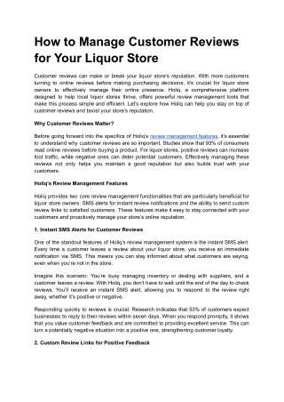 How to Manage Customer Reviews for Your Liquor Store