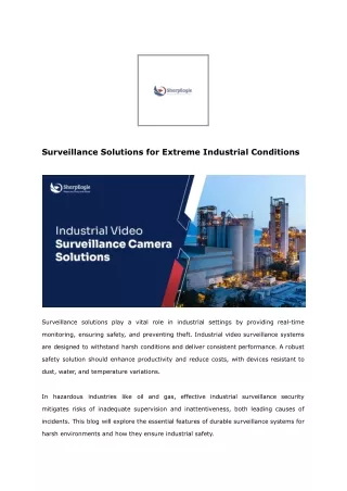 Surveillance Solutions for Extreme Industrial Conditions