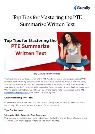 Top Tips for Mastering the PTE Summarize Written Text