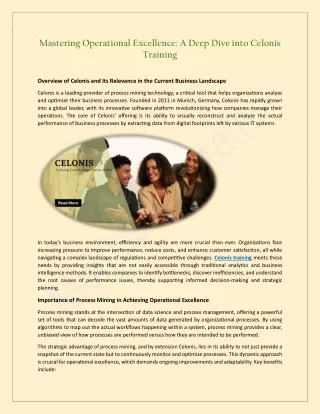 Mastering Operational Excellence: A Deep Dive into Celonis Training