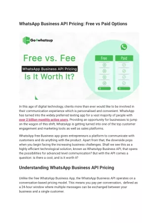 WhatsApp Business API Pricing - Free vs Paid Options