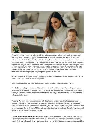 The Working Mom- An age old balancing act