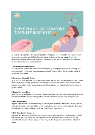 Tidy Seep Baby Nest for Comfortable Sleep