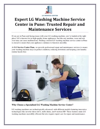 LG Washing Machine Service Center in Pune