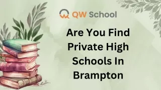 Are You Find Private High Schools In Brampton