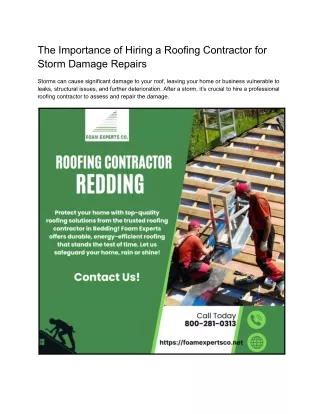 The Importance of Hiring a Roofing Contractor for Storm Damage Repairs in Redding