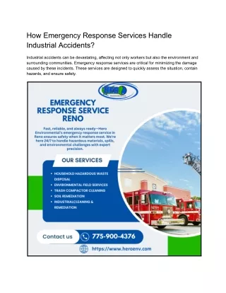 How Emergency Response Services Handle Industrial Accidents
