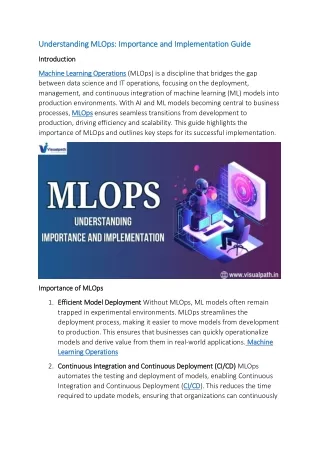 MLOps Training Institute in Hyderabad | MLOps Online Training