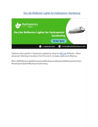 De.Lite Reflector Lights for Hydroponic Gardening