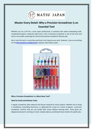 Master Every Detail: Why a Precision Screwdriver is an Essential Tool