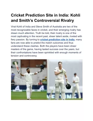 Cricket Prediction Site in India_ Kohli and Smith’s Controversial Rivalry