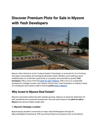 Discover Premium Plots for Sale in Mysore with Yesh Developers (1)