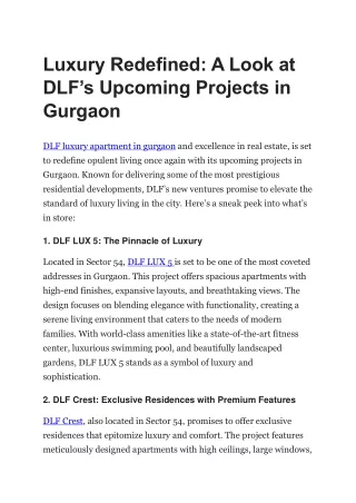 Dlf new project in Gurgaon