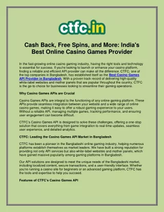 Discover the Best Casino Games API Provider in Bangladesh