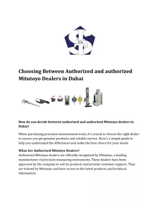 Choosing Between Authorized and Unauthorized Mitutoyo Dealers in Dubai