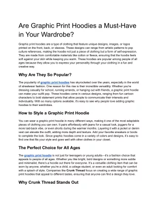 Are Graphic Print Hoodies a Must-Have in Your Wardrobe