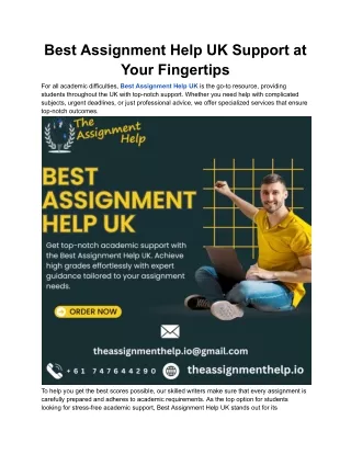 Best Assignment Help UK Support at Your Fingertips
