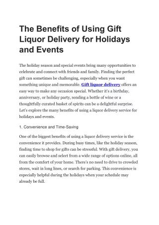 The Benefits of Using Gift Liquor Delivery for Holidays and Events