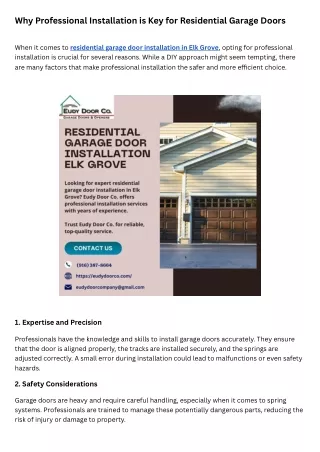 Why Professional Installation is Key for Residential Garage Doors