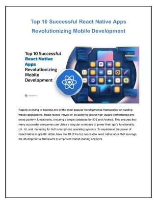 Top 10 Successful React Native Apps Revolutionizing Mobile Development