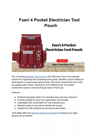 4 Pocket Electrician Tool Pouch in the USA