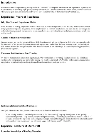 What Makes Us the Top Roofer in Carlsbad, CA?