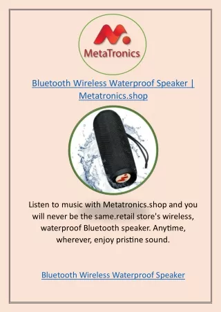 Bluetooth Wireless Waterproof Speaker | Metatronics.shop